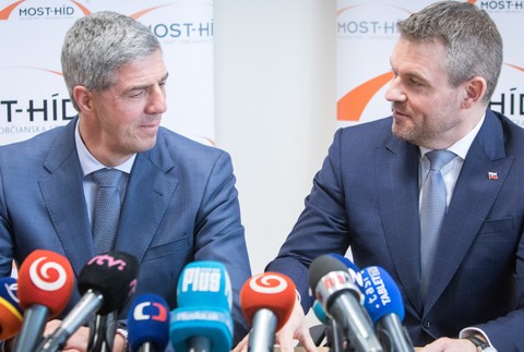 Béla Bugár a Peter Pellegrini po rokovaní