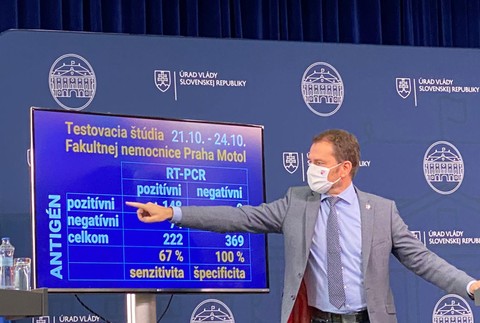 Antigénový test má podľa štúdie zachytiť 67% z toho, čo by zachytil PCR test