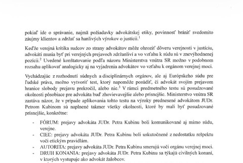 Znenie sťažnosti ministerstva vnútra na advokáta vyšetrovateľov okolo Jána Čurillu, Petra Kubinu