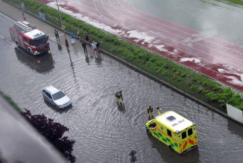 Mladá Boleslav Česko búrka záplavy povodne