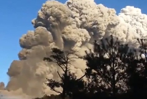 Sopka vulkán Sakurajima Japonsko