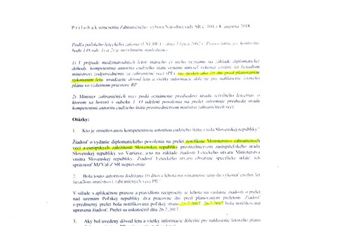 Stanovisko ministerstva zahraničia ku kauze Únosu vietnamského občana a otázkam Zahraničného výboru Národnej rady Slovenskej republiky