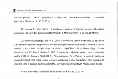 Ústavná sťažnosť pre neústavnosť a nezákonnosť prezidentských volieb