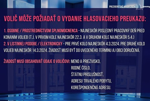 PREZIDENTSKÉ VOĽBY 2024 hlasovací preukaz