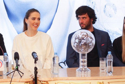 Petra Vlhová počas tlačovej konferencie s Veľkým glóbusom 