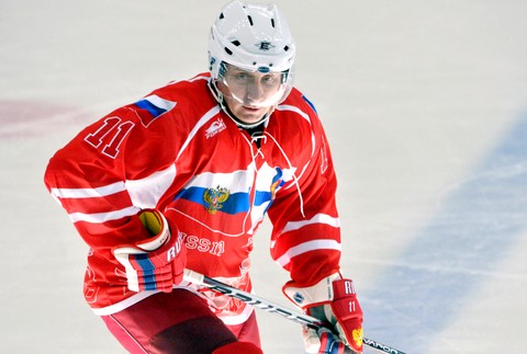 Putin pád ľad hokej