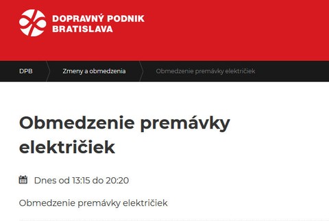 Výpadok električkovej dopravy