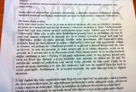 Karol Mello zápisnica o výsluchu obžalovaného