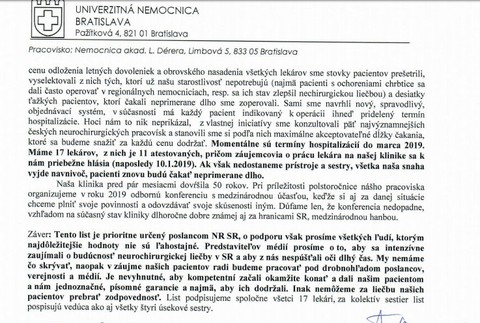 Otvorený list lekárov a sestier 