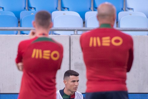 Cristiano Ronaldo počas tréningu Portugalska pred piatkovým zápasom kvalifikácie ME 2024 Slovensko - Portugalsko.