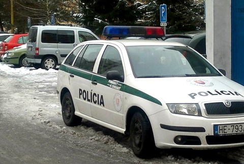 Policajné auto sneh cesta zima parkovisko