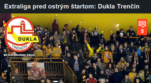 Dukla v médiách - Hokejportal predpovedá piate miesto