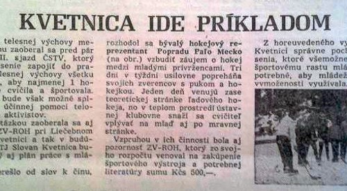 Hokejový bonbónik z minulosti V. - Kvetnica ide príkladom