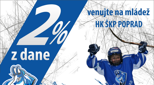 Venujte 2 percentá z dane na hokejovú mládež v Poprade