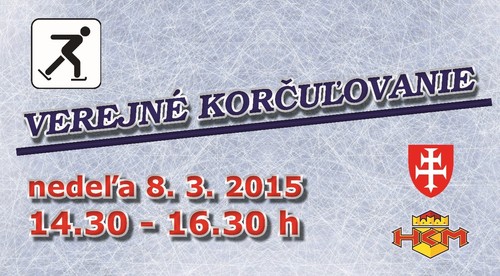 V nedeľu verejné korčuľovanie