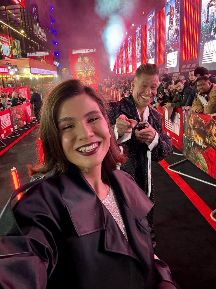 Lucia Harbuľáková a Thomas Puskailer na londýnskej premiére filmu Muž na úteku