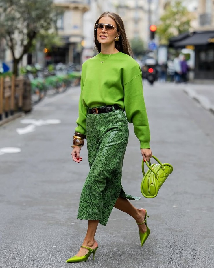 Nákupné maniačky - zelená farba v outfitoch