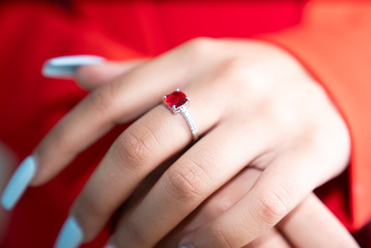 Nákupné maniačky téma 50 odtieňov červenej - Sára