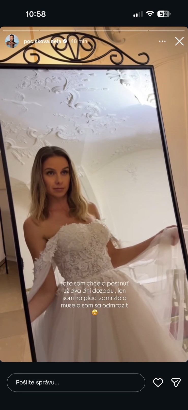 Nela Pocisková, svadobné šaty, klip