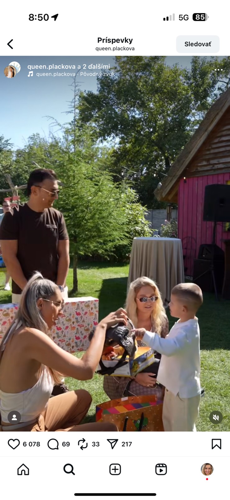 Plačková, syn Dion, narodeninová oslava, luxus, dinosaurus