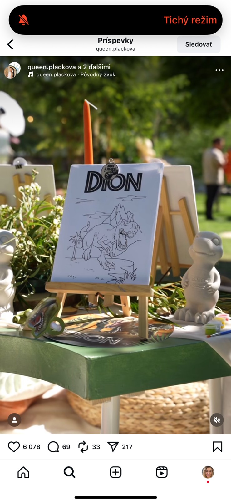 Plačková, syn Dion, narodeninová oslava, luxus, dinosaurus