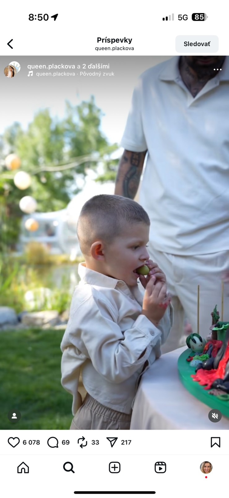 Plačková, syn Dion, narodeninová oslava, luxus, dinosaurus