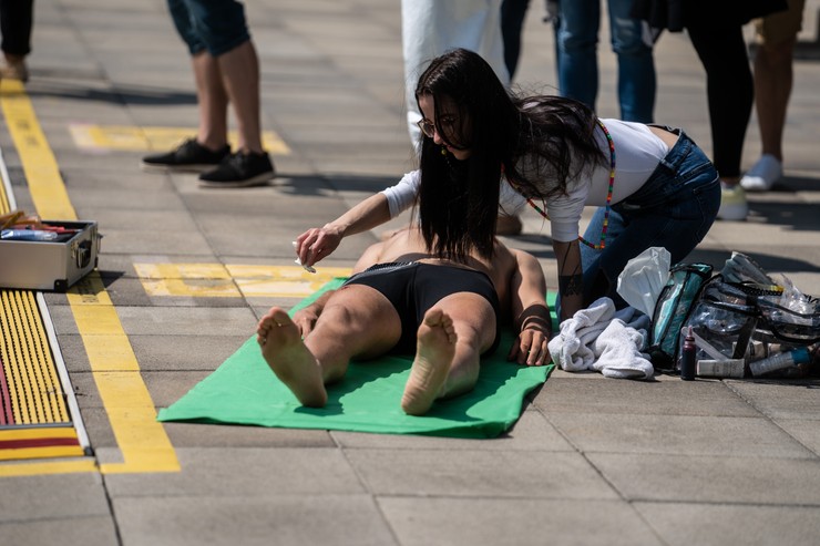 Einstein - nakrúcanie scény na kúpalisku