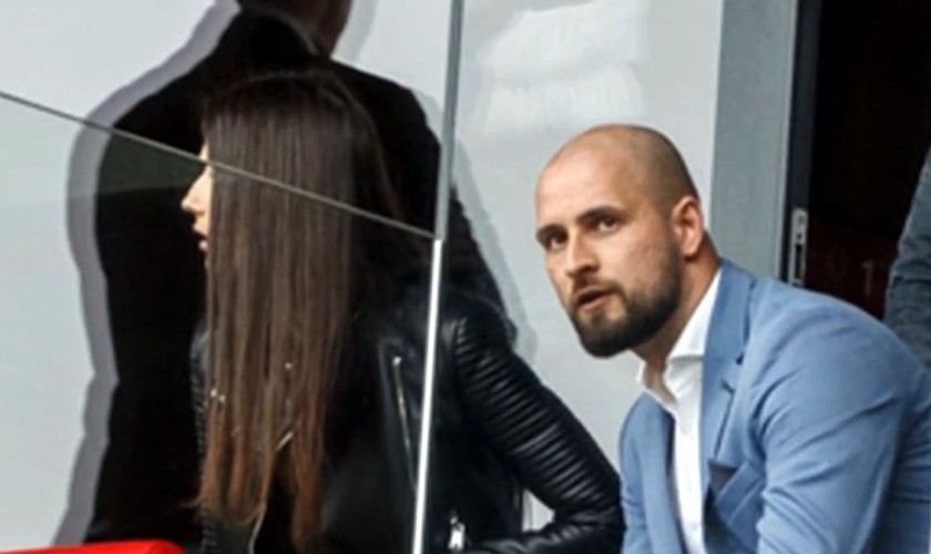 Ivan Kmotrík ml. počas finále Slovnaft Cupu v kabíne rozhodcov