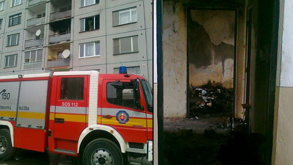 Zhorený byt v Tornali, požiar