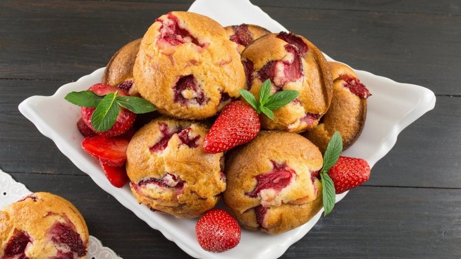 jahodové muffiny
