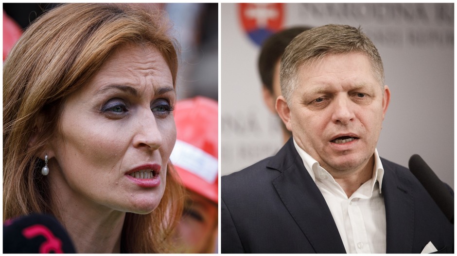 Andrea Kalavská a Robert Fico koláž