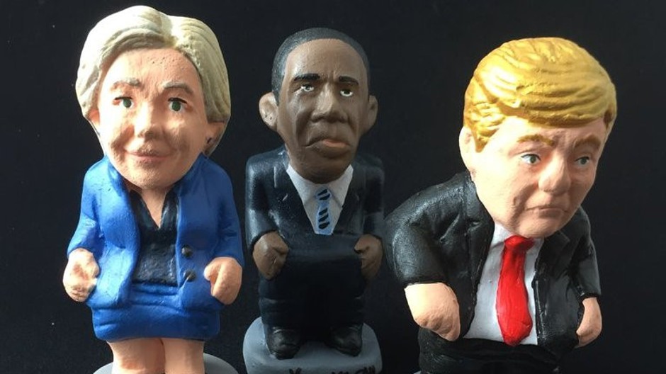 Postavičky Hillary Clinton, Barack Obama, Donald Trump