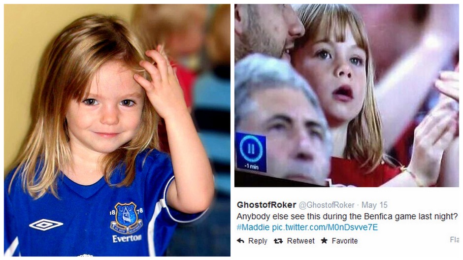 Maddie McCann žije, videli ju na futbale