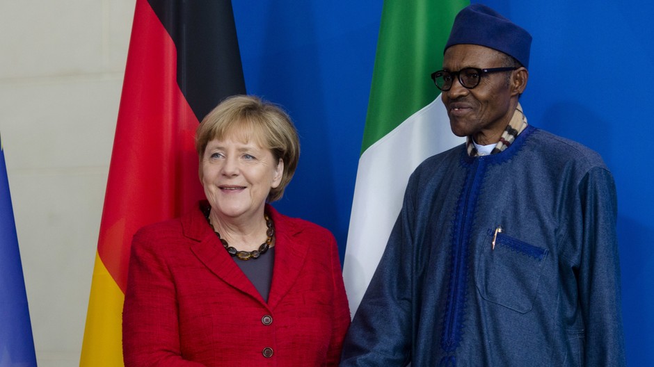 Angela Merkel, nemecká kancelárka, Muhammadu Bihari, nigérijský prezident.jpg