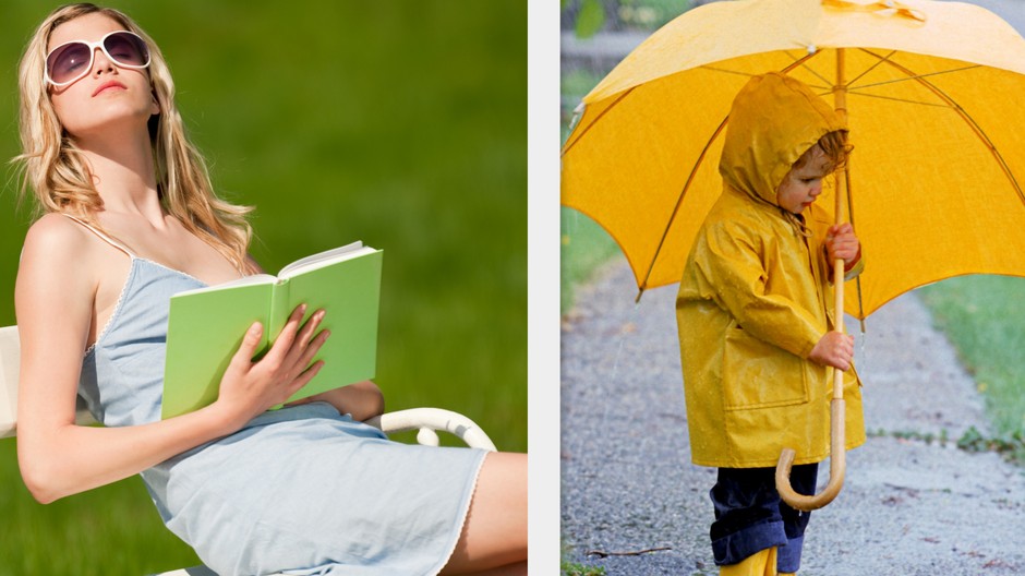 koláž počasie dážď slnko