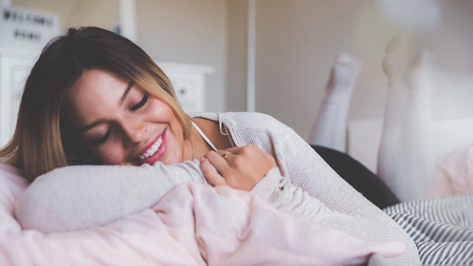 žena, relax, spánok