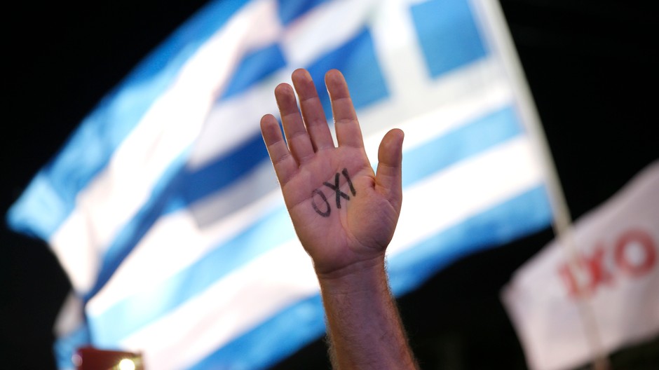 Grécko - oxi, ruka, vlajka