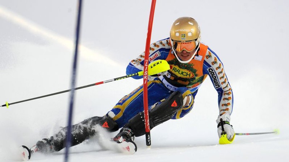 Švéd  Andre Myhrer  v prvom kole slalomu SP v Levi