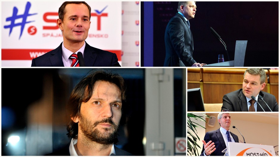 Fic, Kaliňák, Pellegrini, Bugár, Procházka - koláž