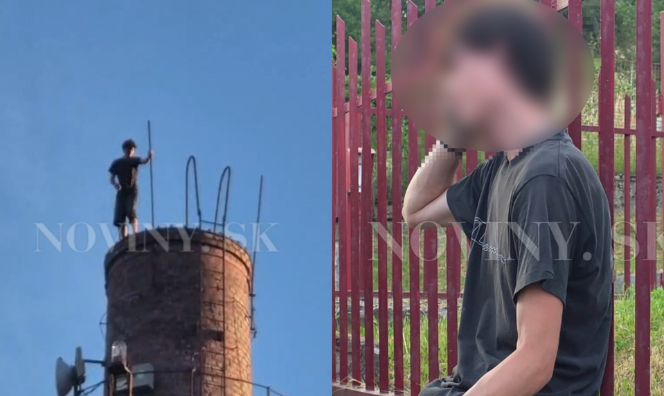 Mladík s promile v krvi vyliezol na komín v šľapkách, robil si tam fotografie
